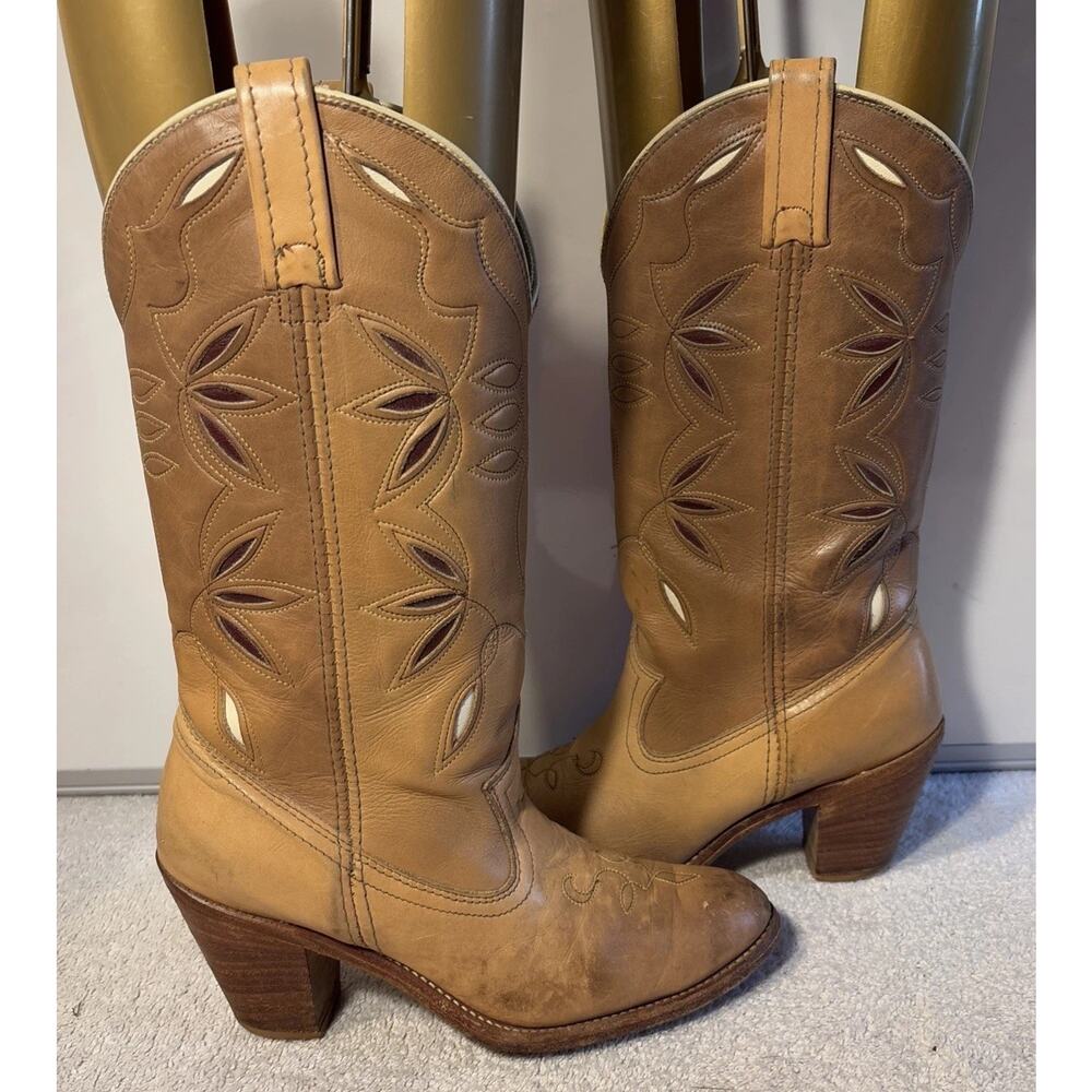Dingo Acme Women Cowboy boots-Size 7.5 M Model 7408 -Beige -Brown - Picture 2 of 13